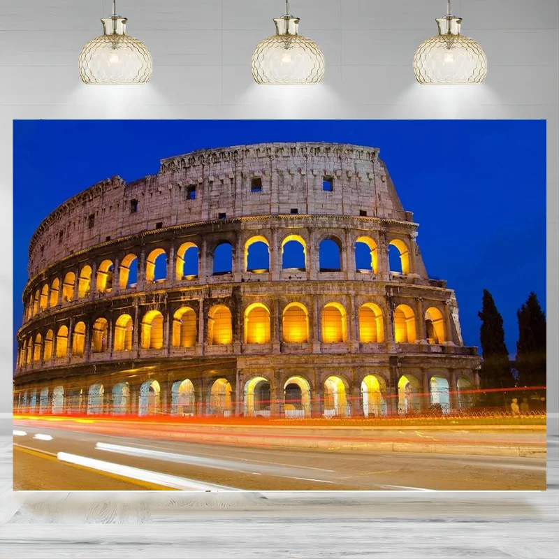 Rome Colosseum Backdrop Italy Coliseum Historic Ruins Scenery Background European Italian Travel Party Photographic Banner