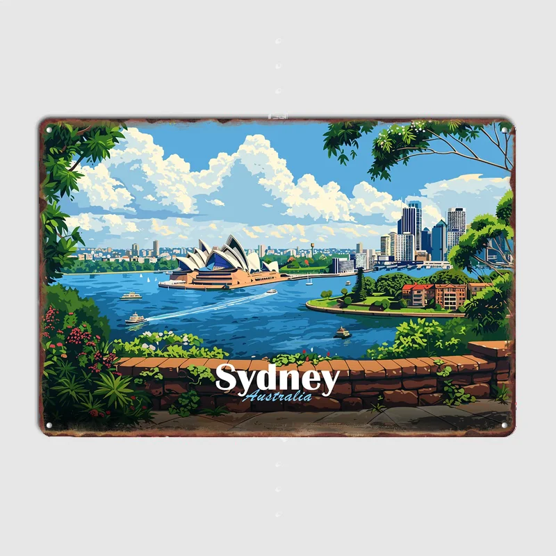 Home Bar Sydney - シドニーオペラハウスの風景旅行ポスター金属ブリキ看板屋内屋外家の装飾バーカスタムポスター壁部屋の装飾