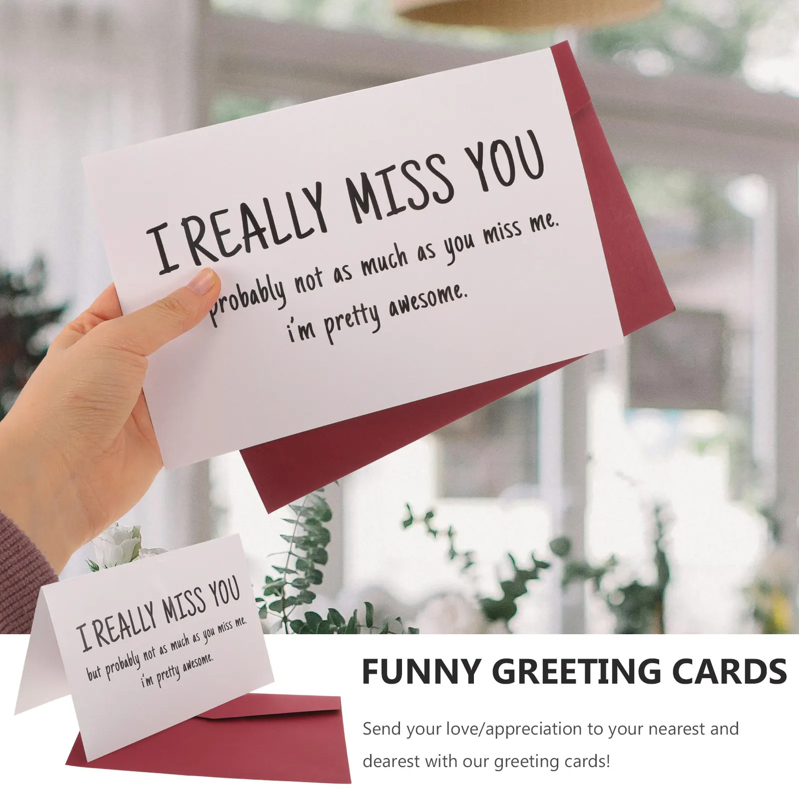 1Set Funny Greeting Cards Spoof Words Design DIY Writable Multi-Use Party Invitation Birthday Festival Greeting Card Envelope