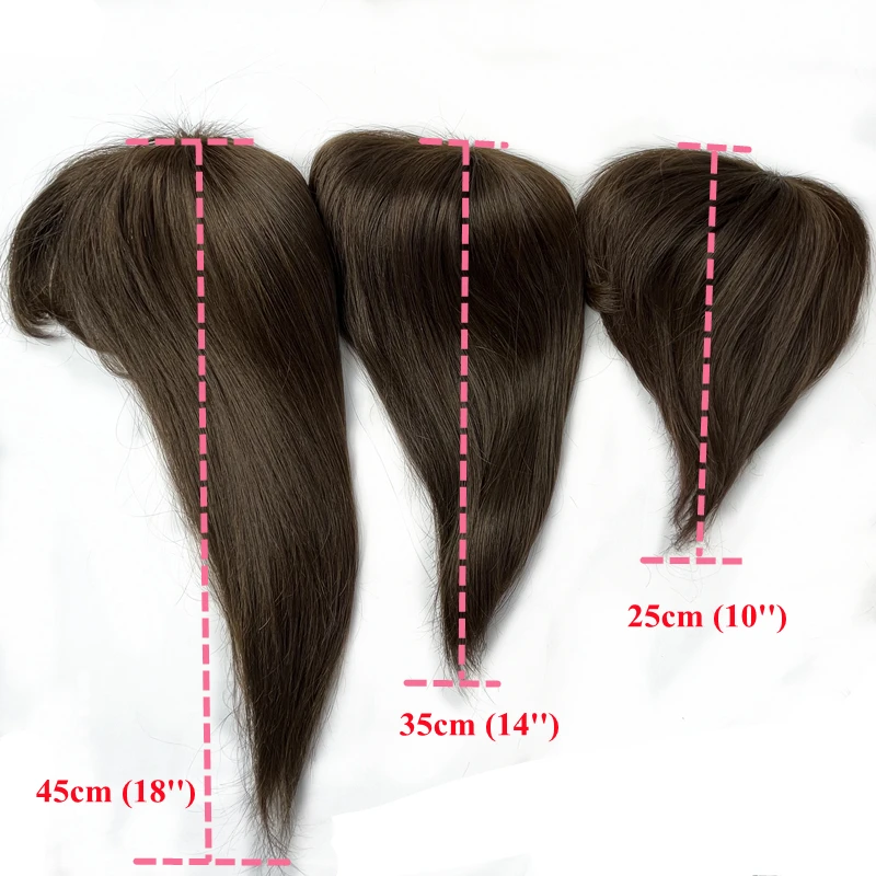 Anemone Real Human Hair Toppers For Women Thick Natural Hairpiece with Neat Bangs Fringe Hair Clip In Wiglets Extensions