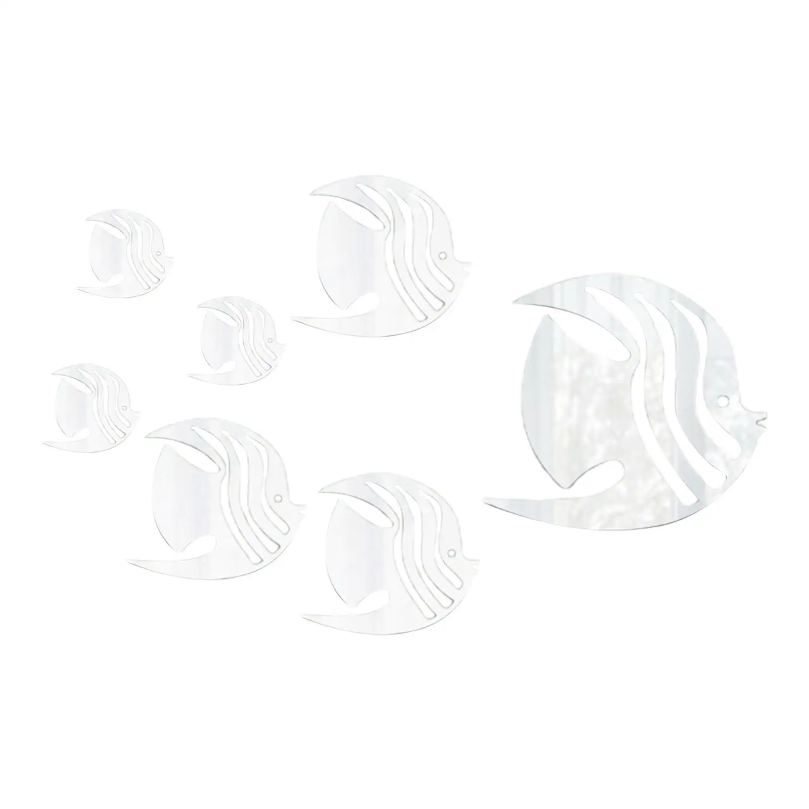 

7 Pieces Acrylic Mirror Wall Stickers Fish Wall Decals Easy to Peel Self Sticky