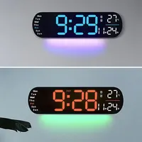 LED Wall Clock With Remote Control Ten-level Brightness Adjustment Oval Multifunctional Ambient Light Simple Wall Clock