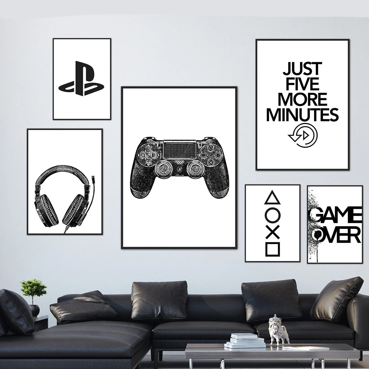 Nordic Black and Whilte Gaming Game Quotes Canvas Poster Decoration Zone Wall Art Kids Boys Gamer Room Decor Kawaii Home Posters