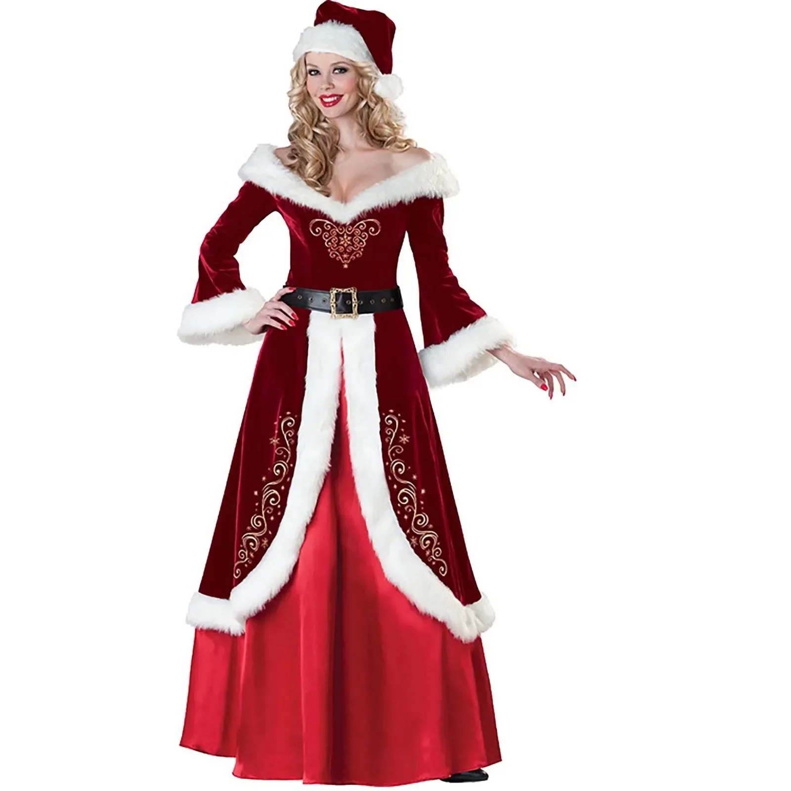 Costume de Père Noël de Noël pour Adultes, Vêtements Cosplay, Robe de Barrage, Imbibé, Hommes, 8 Pcs, 7Pcs, Lot