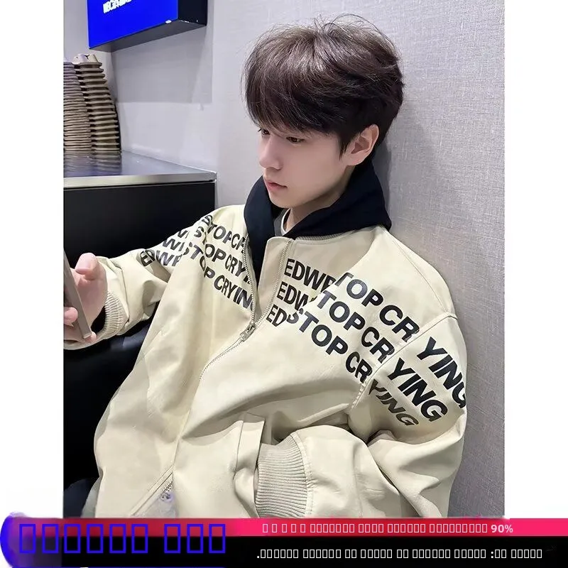 

Men's American Sle Baseball Jaet Autumn Winter Cotton High Street Cleanfit Premium Feeling Flight Coat Lettering Design