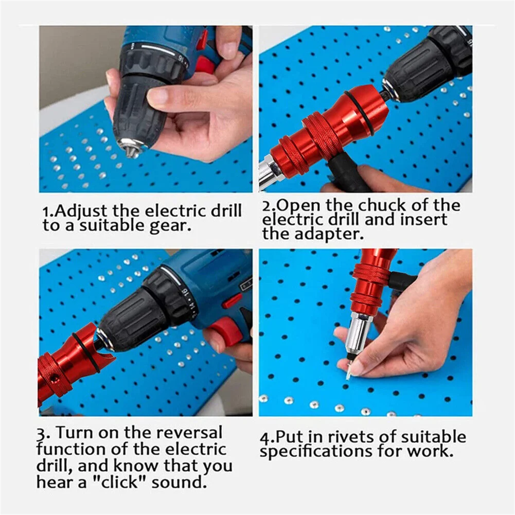 Cabeça de broca elétrica sem fio, Adaptador Rivet, 2.4mm-4.8mm, Kit com alça plástica removível, Home Dropship