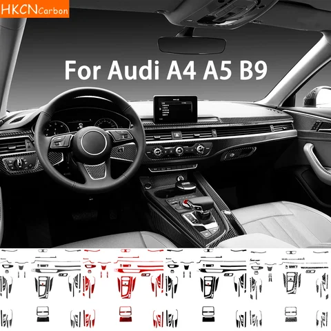 탄소 섬유 자동차 액세서리, 아우디 A4 A5 B9 2017-2024 용, 헤드라이트 리프팅 시프터 패널 커버 트림 스티커, 인테리어 수정