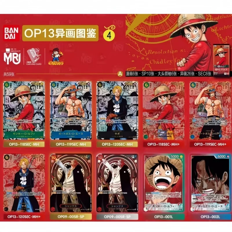 Bandai Japanese Version One Piece Card Game OP-13 The Three Captains Luffy Booster Box Anime TCG Collectible Trading  Cards