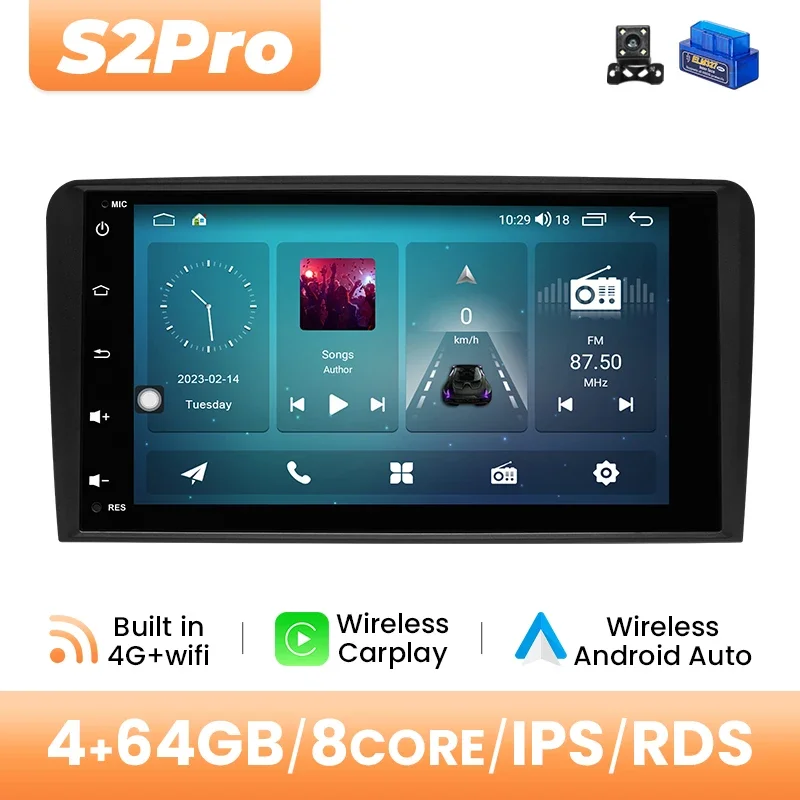 8Inch IPS Android14 AI Voice Draadloze Carplay Autoradio Multimedia Voor Audi A3 2 8P 2003-2013 8GB 128GB GPS Navigatie DSP Audio