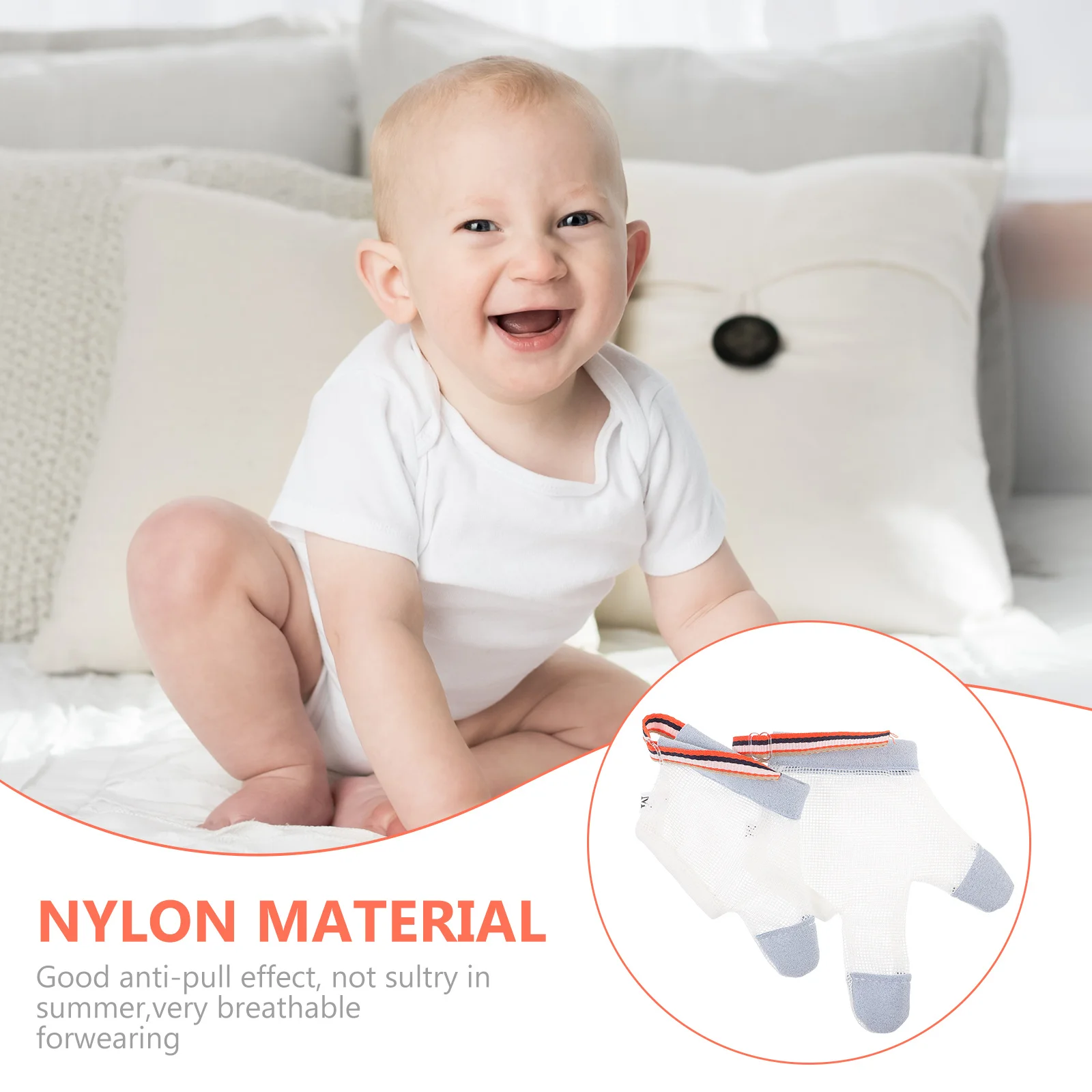 

2 шт., перчатки для защиты от сосания пальцев, детские дышащие мягкие перчатки против кусания ногтей, регулируемые, подходят для защиты детей