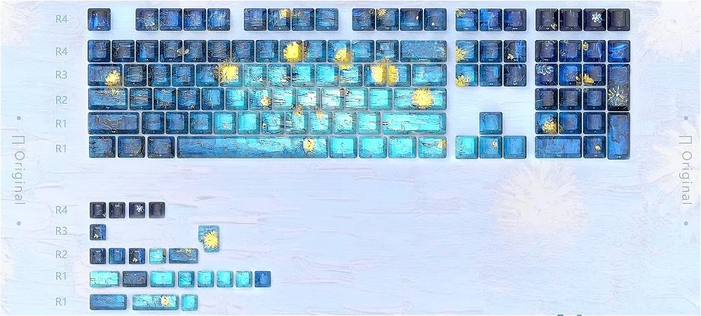 Starry Night Keycaps on the Rhone Original Highly Sublimated Customized Keycap Set Suitable for HI75 hi8 68 84 87 96 104