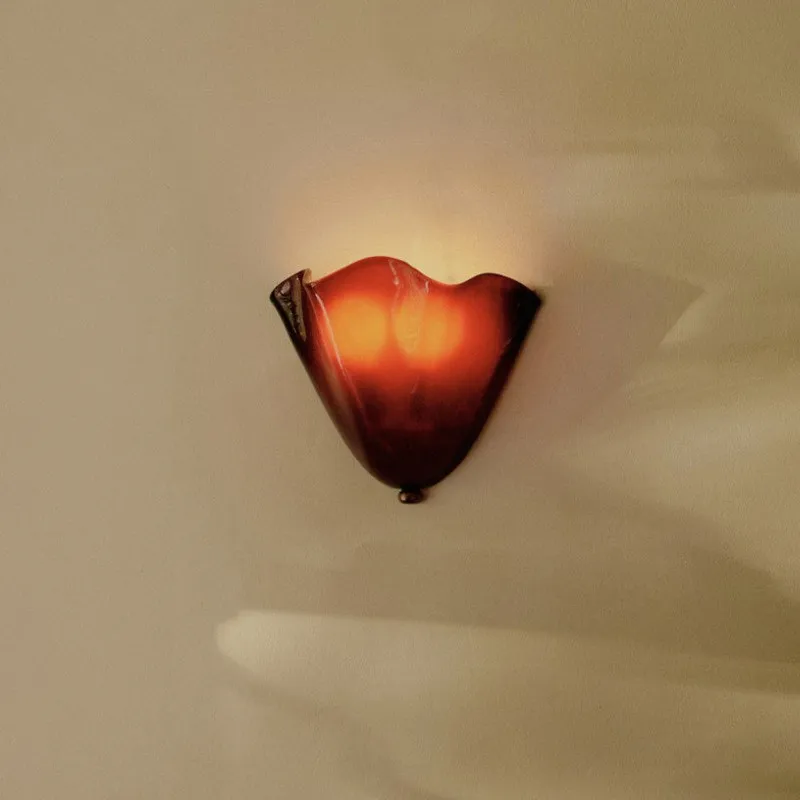 American Vintage French Mid Century Pleated Colorful Berry Glass Shell Wall Light Living Room Bedside Decor Novelty LED New view 4