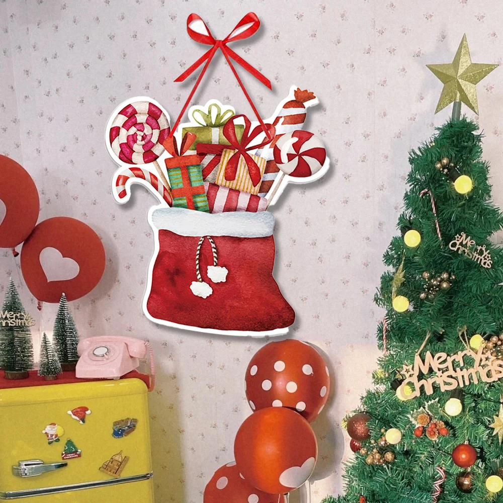 Cena De Papel De Papai Noel De Parede, Cabide De Porta, Artesanato DIY, Pingentes, Casa, Ano Novo, Presentes De Festa, Suprimentos De Decoração, 1Pc