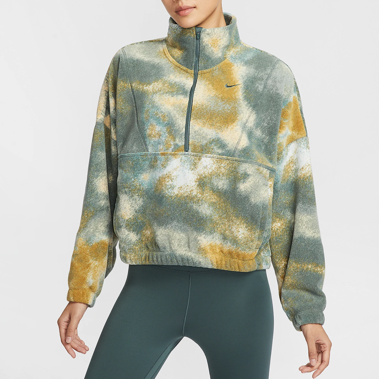 

Nike genuine New Women's Fashion High-neck Half-zip Tie-dye Sweatshirt FZ6970-338