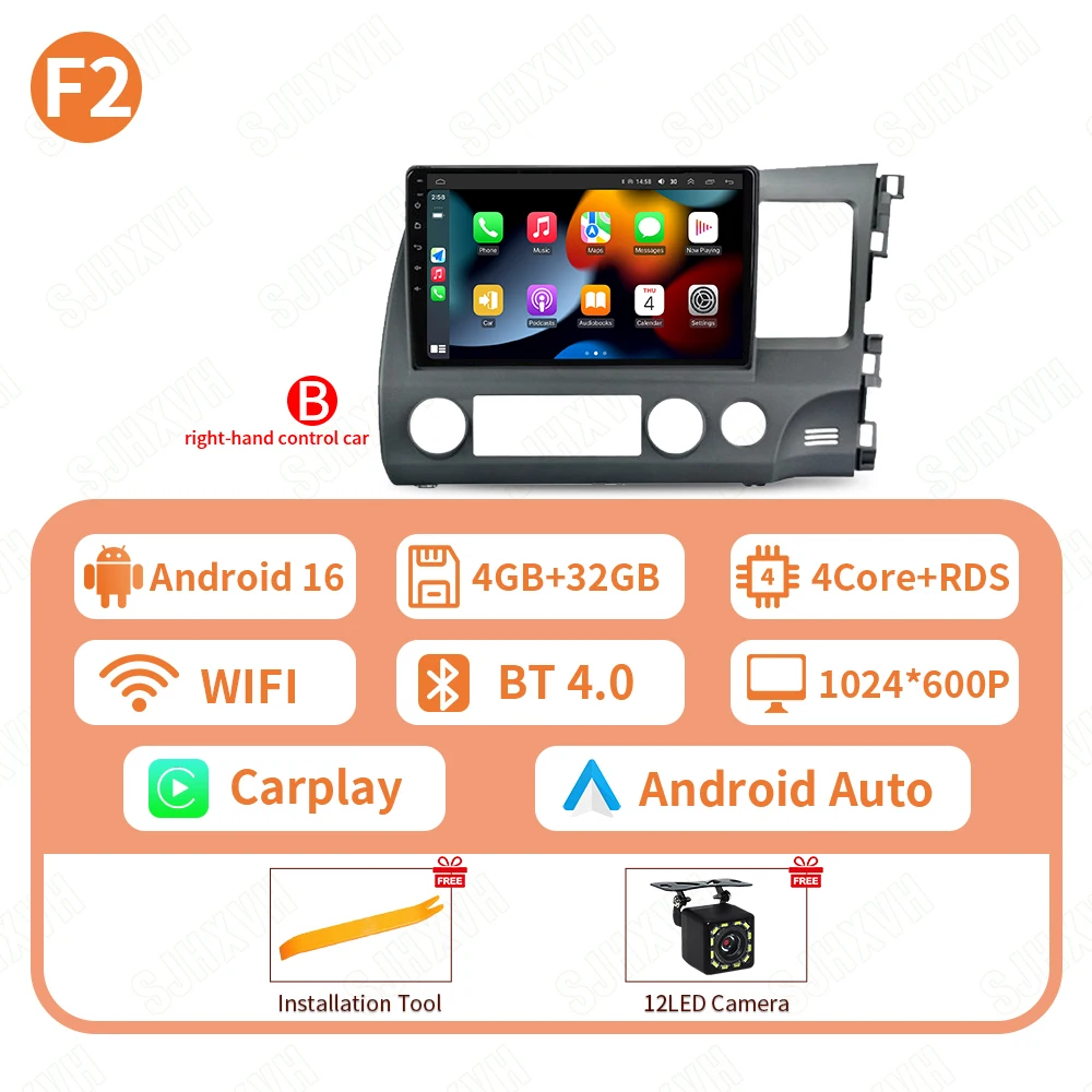 Android 16 Autoradio Radio Voor Honda Civic 8th 2005 2006 2007 2008 2009 2010 2011 Multimedia Draadloze Carplay Android Auto
