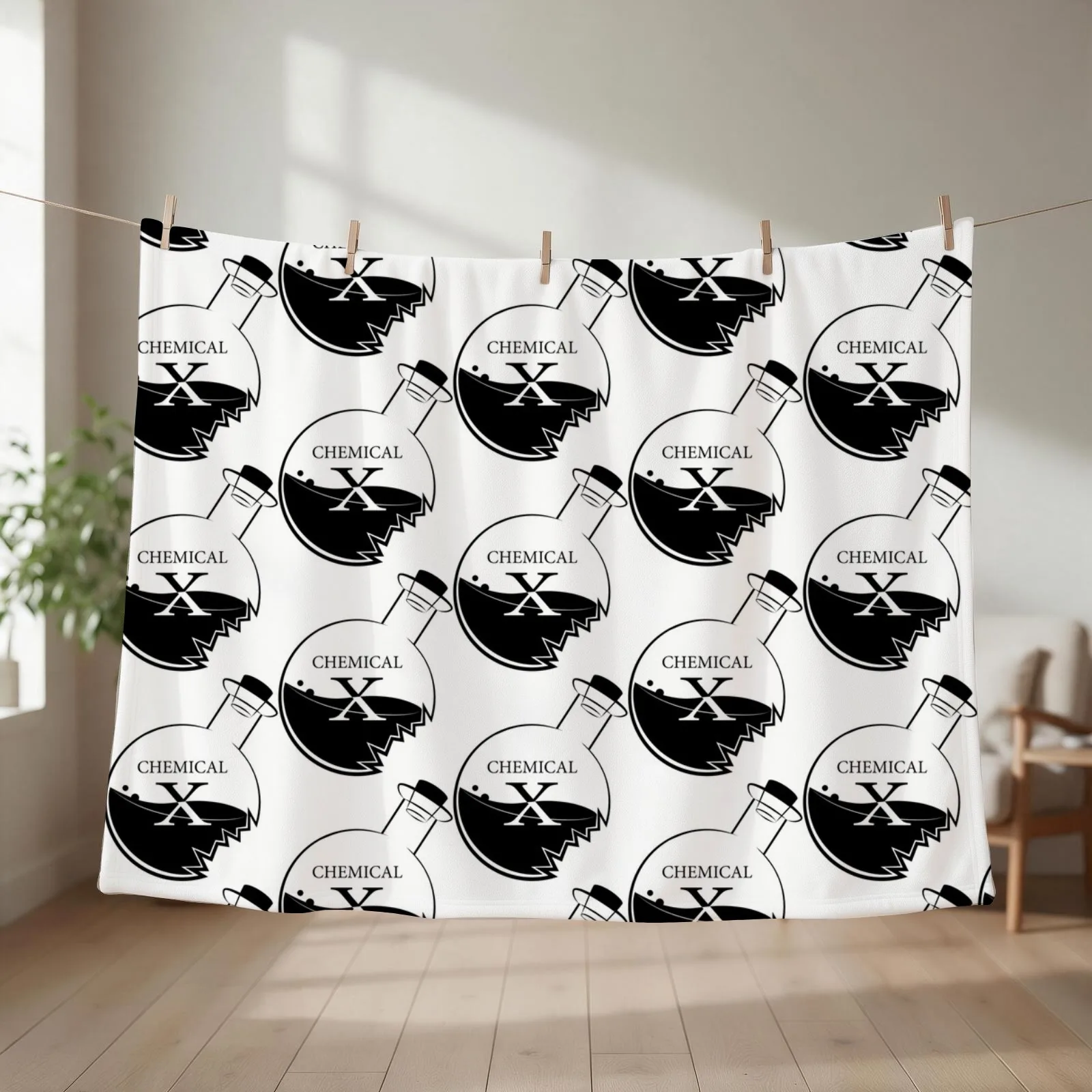 Chemical X (White) Minimalist Throw Blanket couch cozy soft plush fuzzy picnic outdoor blanket