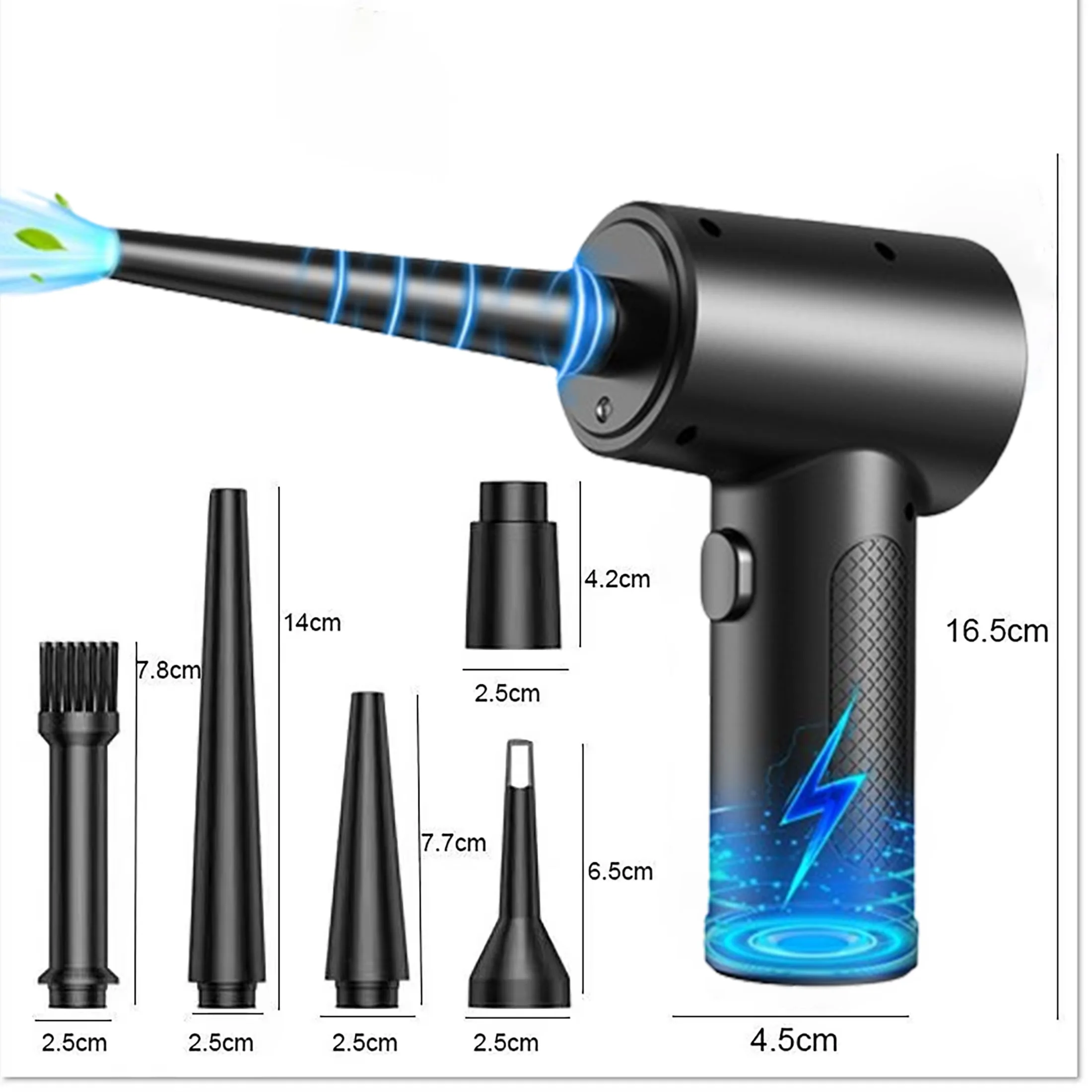 1pcWireless Air Duster Adjustable 3 Speed with Fast Charging and LED Light for Cleaning Keyboards, Car Interiors, Air Condition