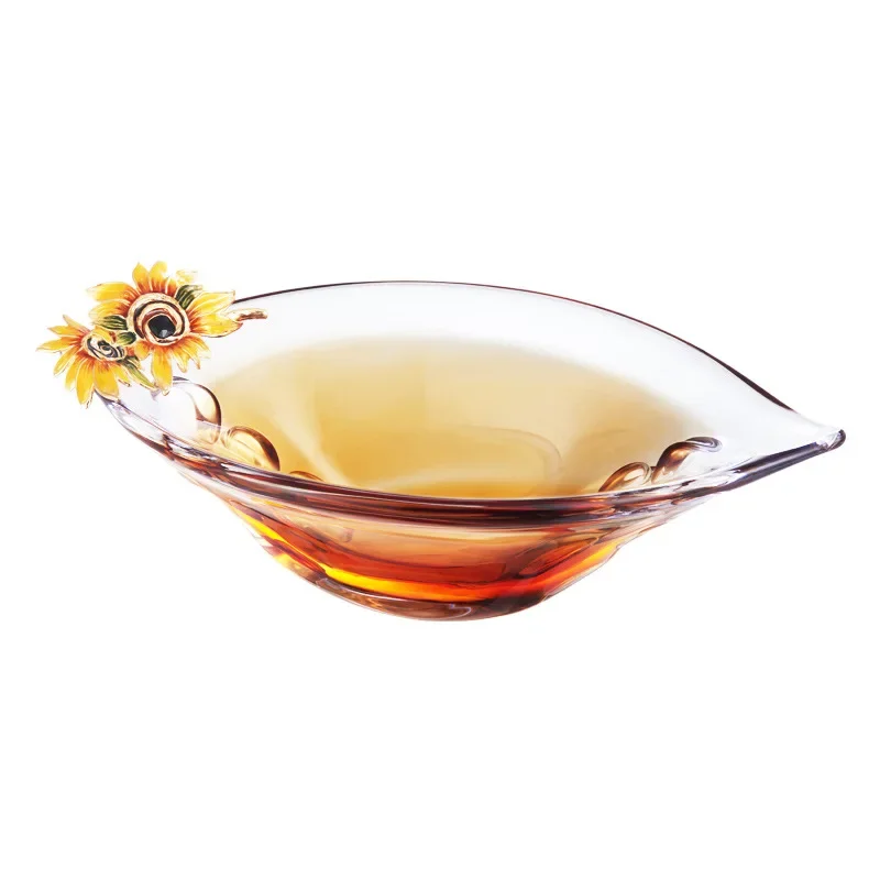 Van Gogh sunflower 2024 new Internet celebrity high value glass fruit plate living room special light luxury high-end