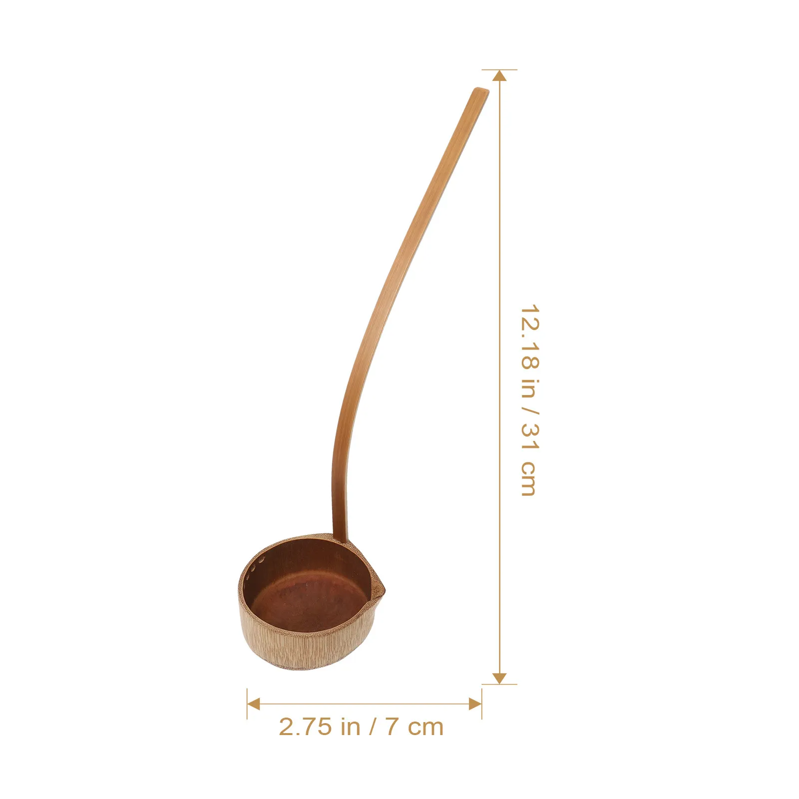 1Pcs Bamboo Water Ladle Long Handle Garden Water Scoop Household Kitchen Soup Ladle for Cooking Gardening Watering Flower Care