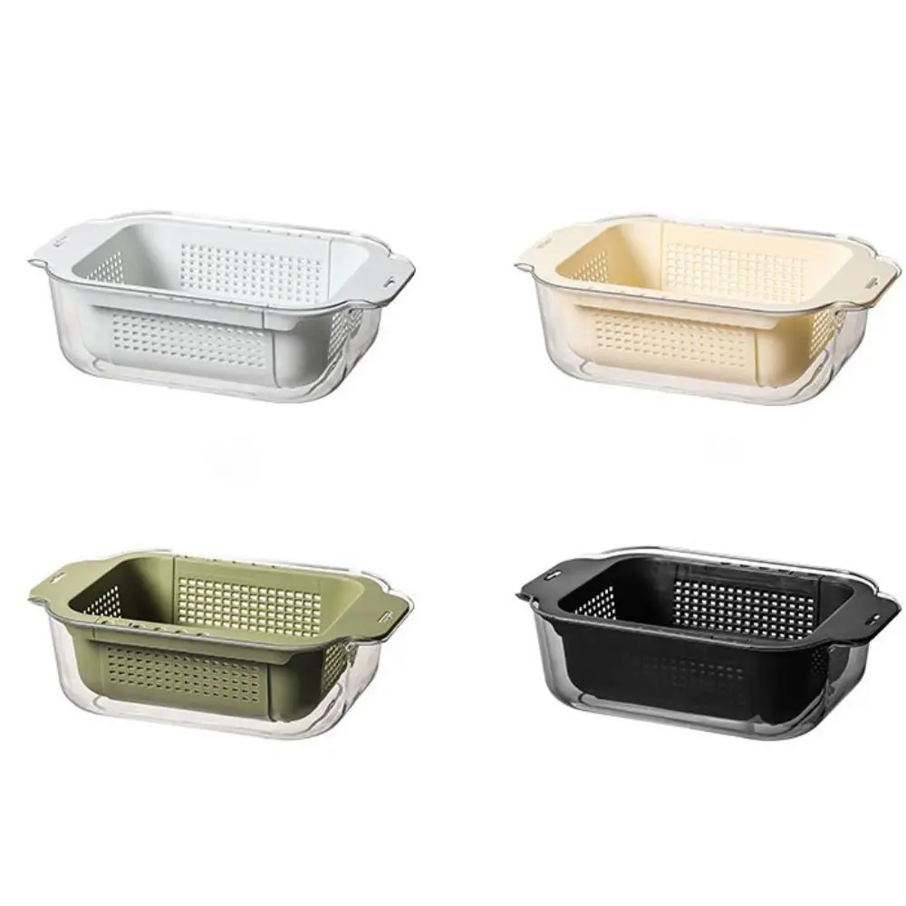 

New 2in1 Kitchen Drain Basket Multifunctional Storage Wash&Drainer Basket Containers Double Layer Drain Basket Kitchen Tools