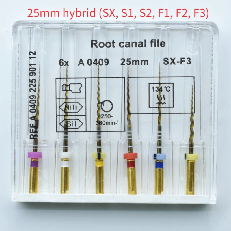 Dental Nickel-Titanium Root Canal File Gold Root Canal File 21mm/25mm Nickel-Titanium Instrument Dental Dentist Tool