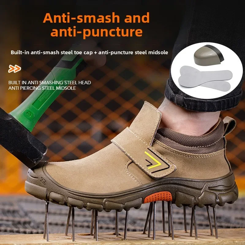 

Labor Insurance Shoes Electric Welding Anti-scalding and Anti-piercing Cowhide Steel Bag Head Solid Bottom Safety Shoes