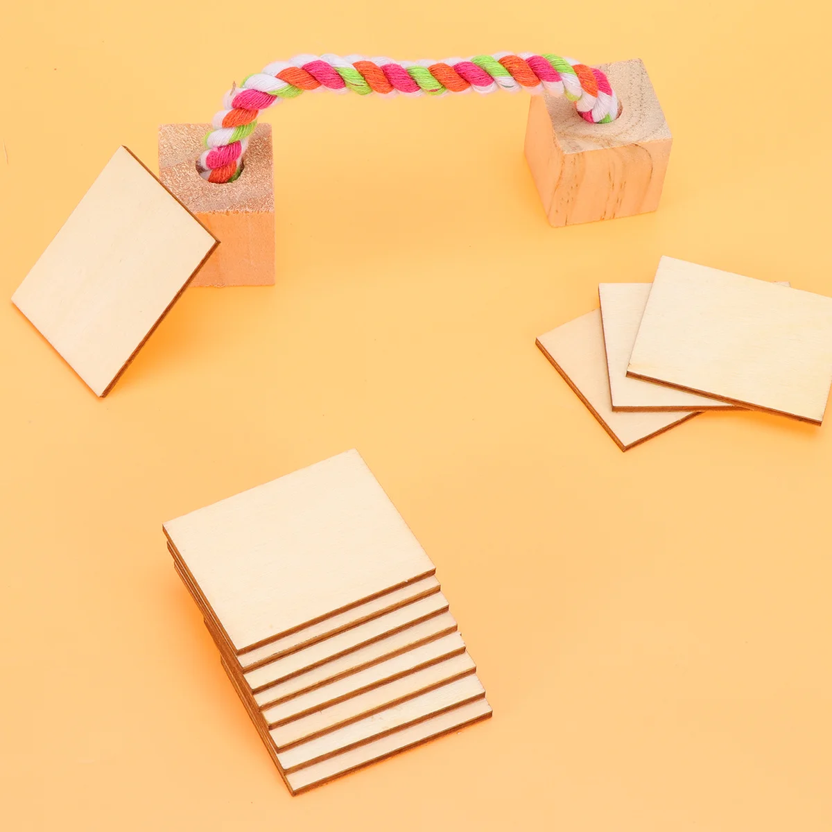 

120Pcs Wooden Slices Rectangular Right Angle 5x4cm DIY Craft Decorations for Home Wall Window Table Ornaments Wooden Slices