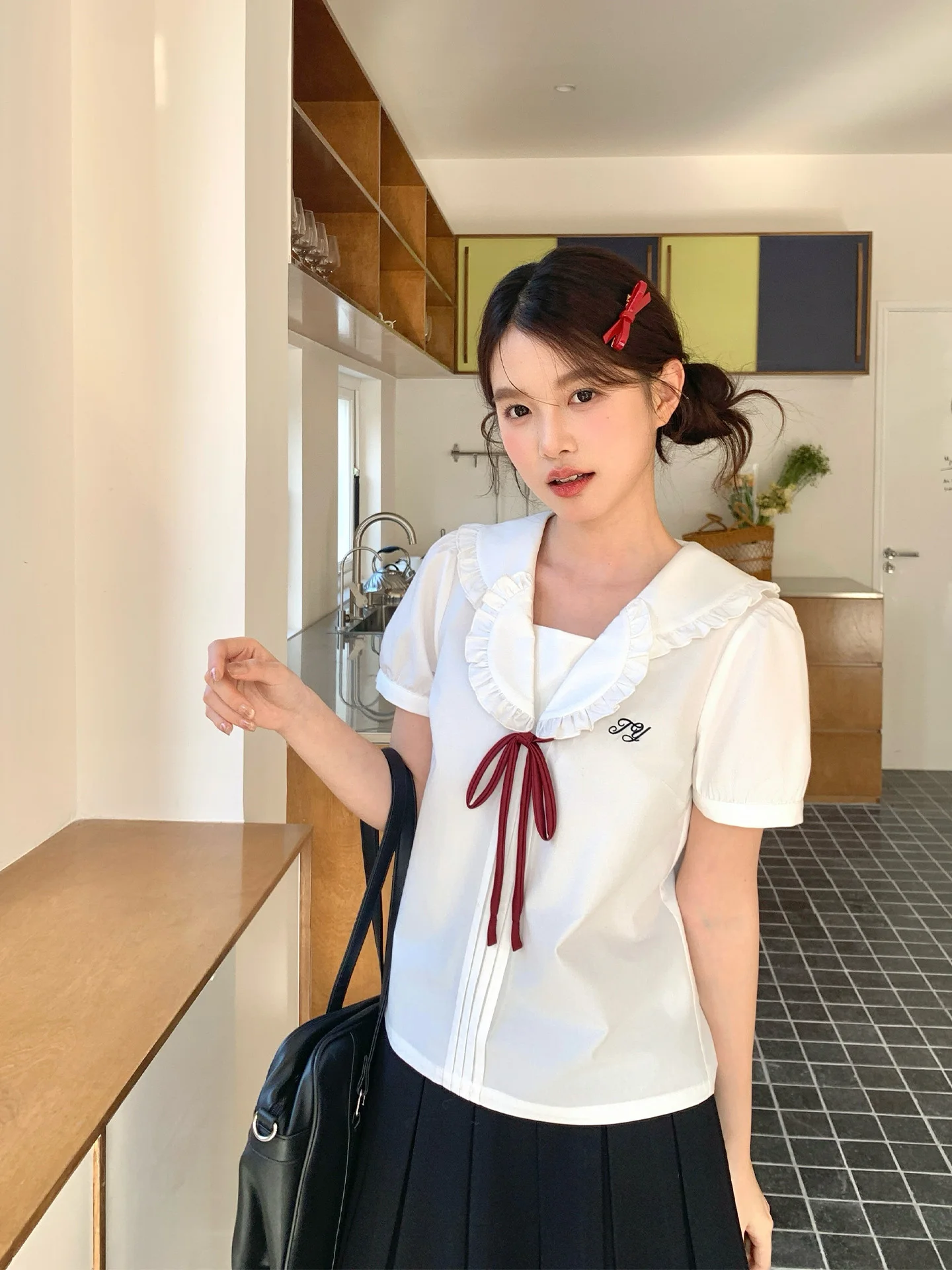 

Tokyo Annual Record JK Uniform Japanese Style College Wind Short Sleeve Women's Summer Small Size White Shirt Breathable Loos...