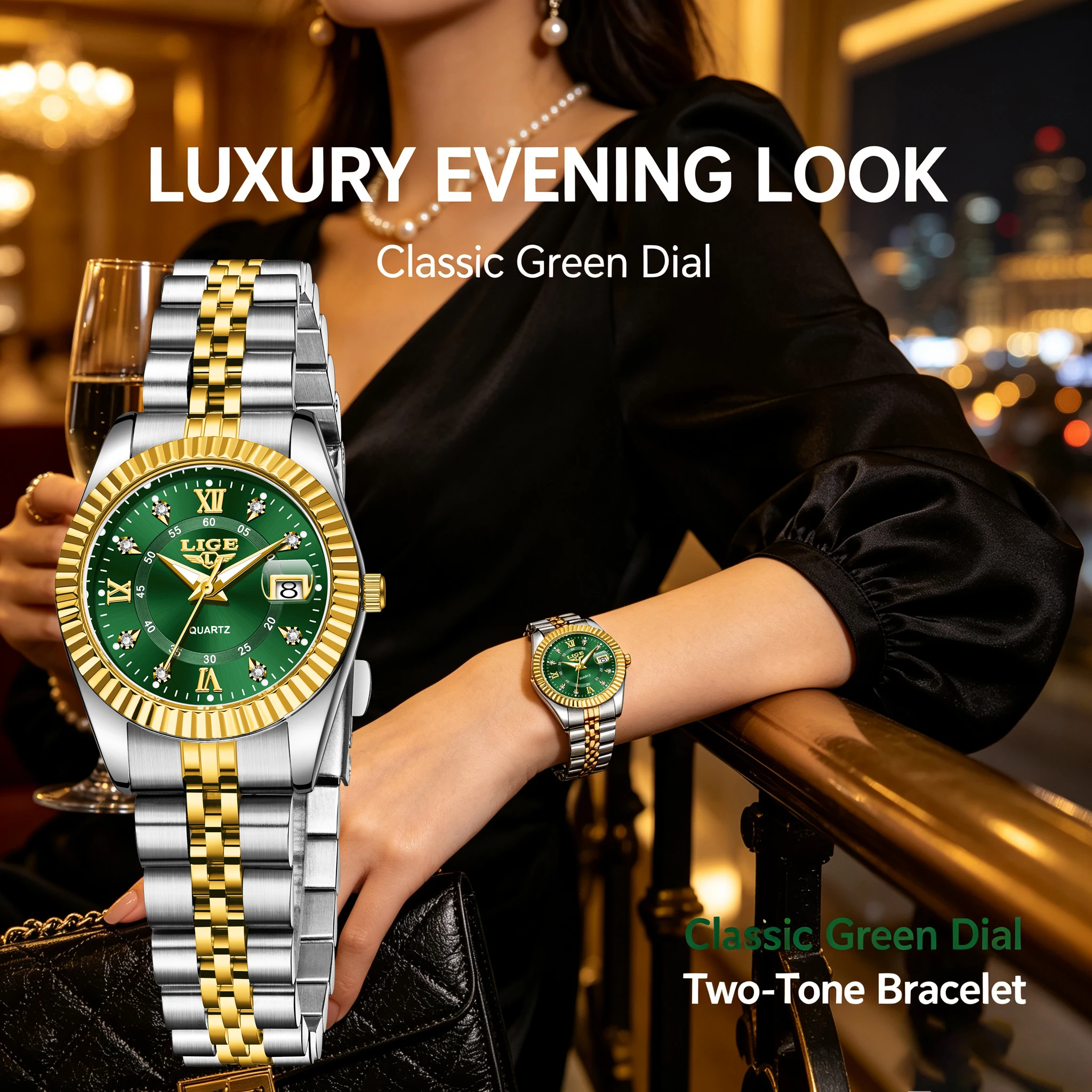 LIGE New Fashion Luxury Woman Watch Water Diamond Date Woman Watch Elegant High Quality Quartz Women's Watchesreloj hombre reloj