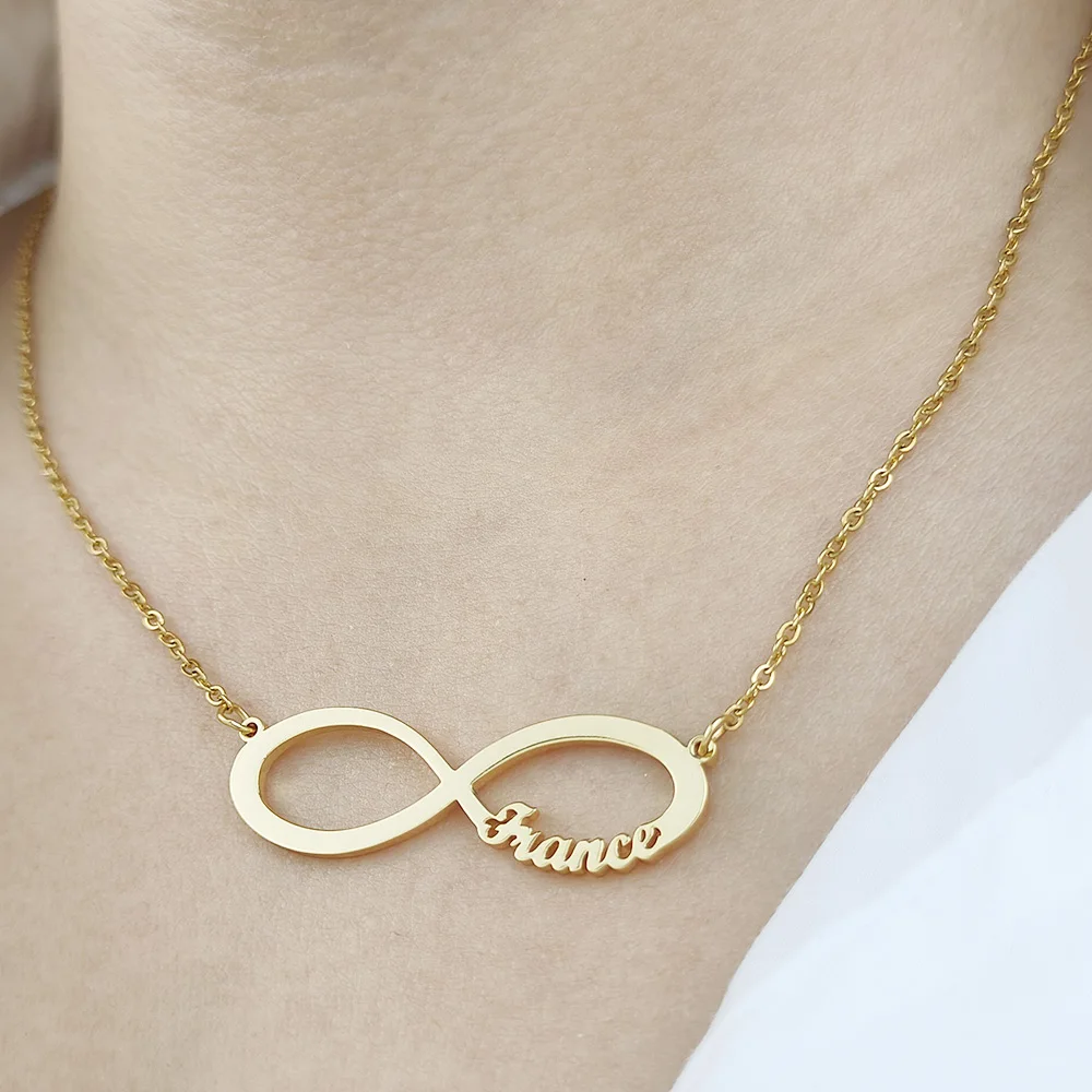 

Custom Double Name Infinity Symbol Pendant Necklace for Women Couple Personalised Stainless Steel Jewelry Valentine's Day Gifts