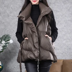 Winter Thicken Women Vest Korean Loose Warm Puffer Waistcoat For Women 2024 New Winter Sleeveless Jacket Female