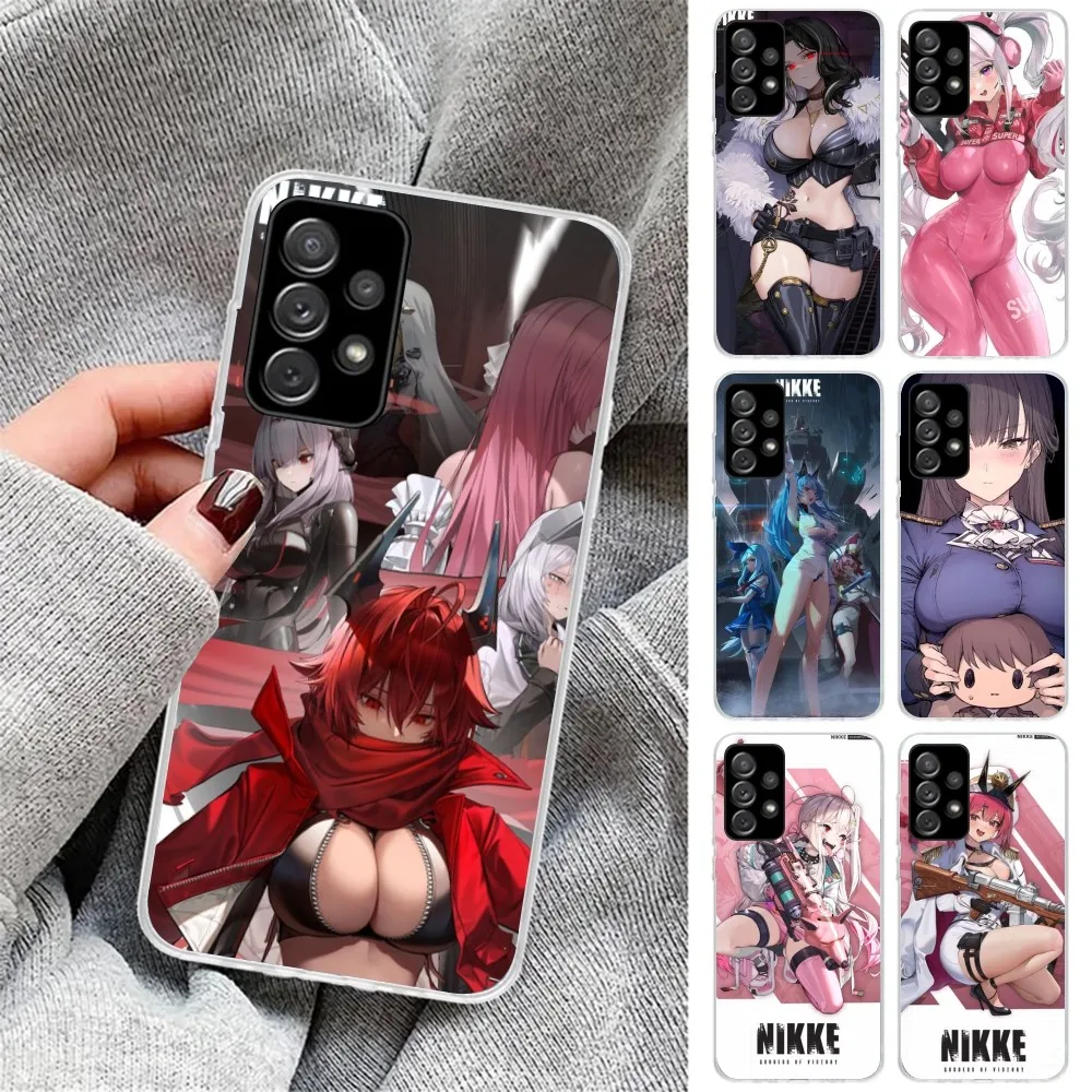 Cute Nikke Girl Mobile Cell Phone Case for Samsung Galaxy S23 S22 S21 Plus Ultra A12 A32 A53 Clear Phone Cover Funda