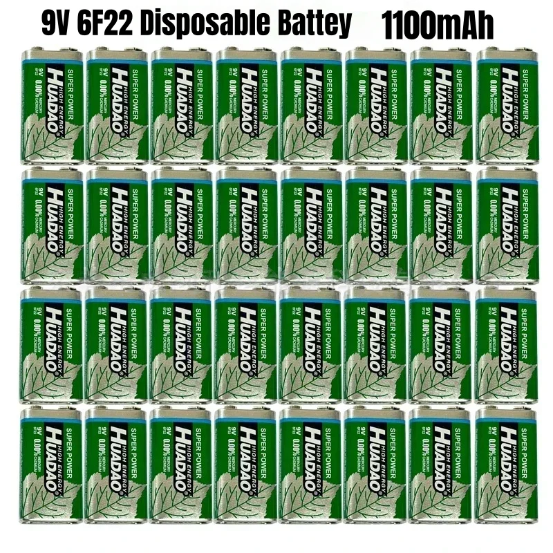

High Capacity 9V Battery Alkaline and Carbon Zinc 6F22 1100mAh for Microphone Karaoke Toy Multimeter Alarm Household Devices