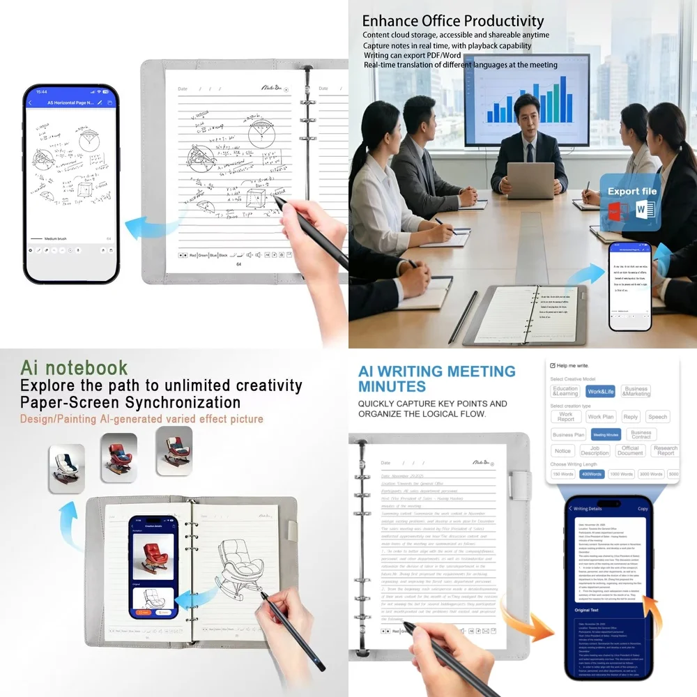 

Умный цифровой ежедневник-планер 2026 с ИИ для iPad и Android-планшетов, кожаный блокнот со стилусом для эффективной работы