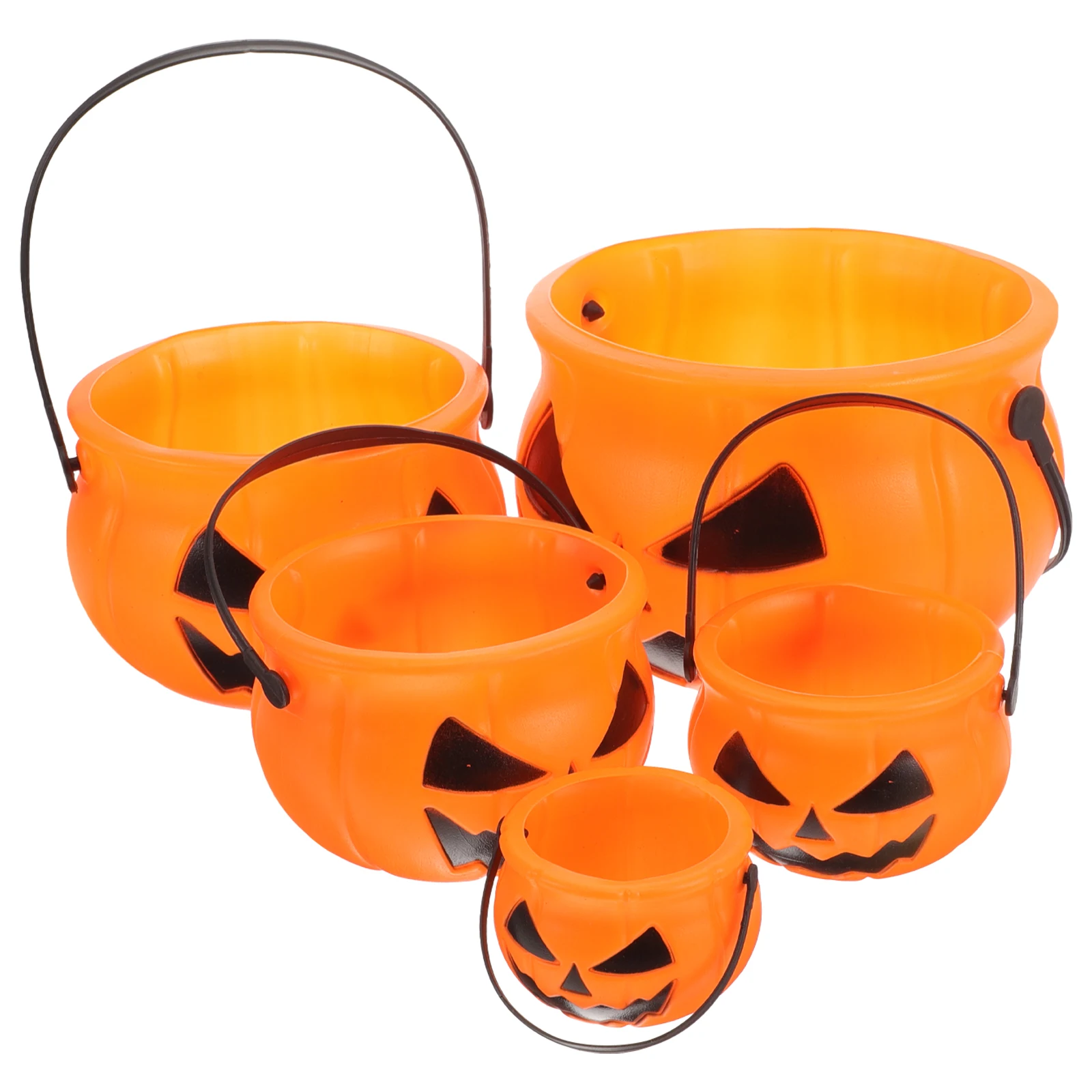 

5 Pcs Halloween Containers Plastic Gift Bucket Trick Halloween Bucket Treat Storage Child Decor Props