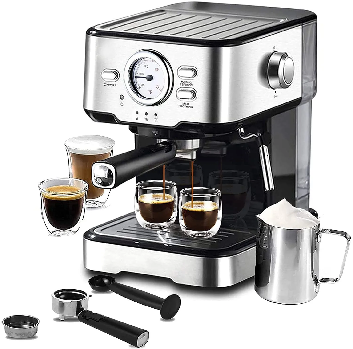 

Custom hot selling Expresso Coffee Maker Machine With Milk Frother Steam Wand, Espresso and Cappuccino Maker For Home Barista