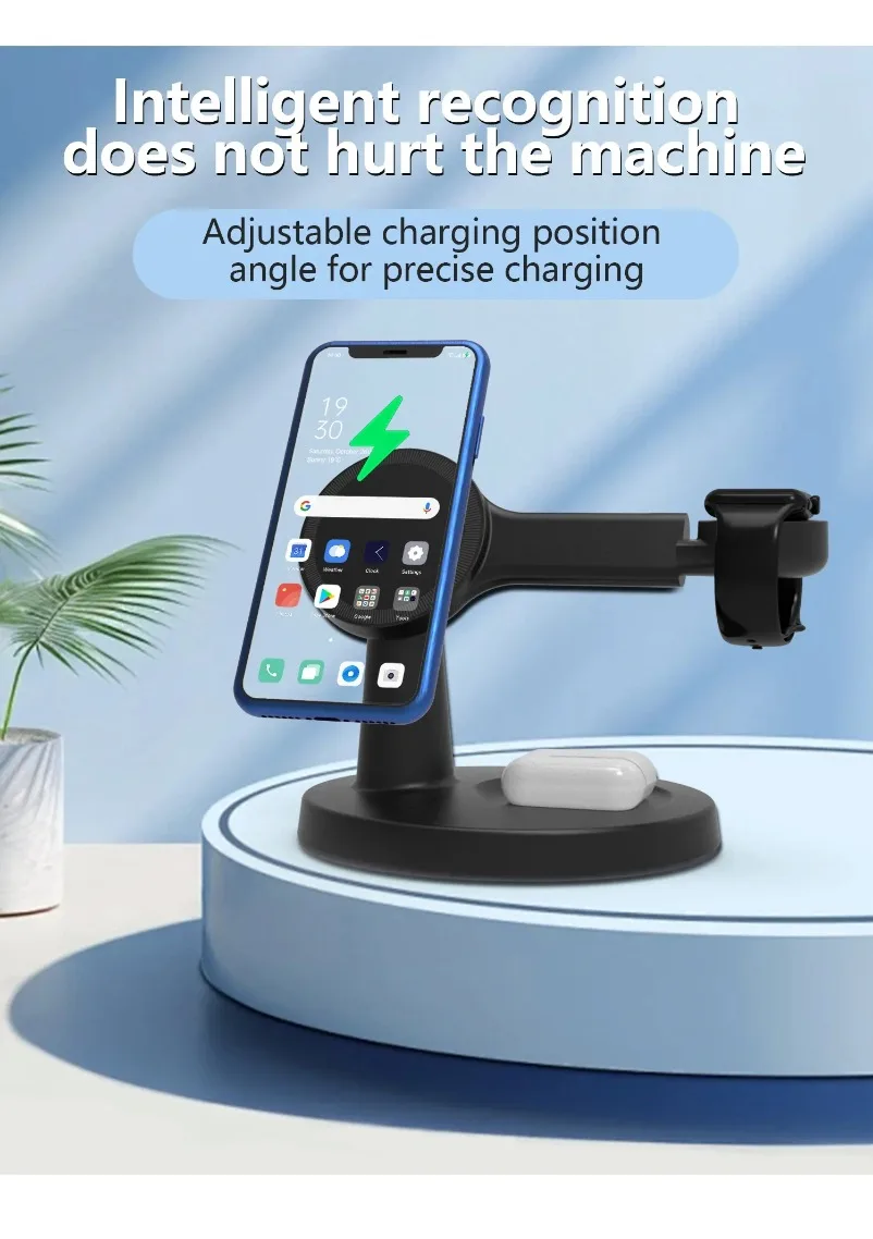Magnetische Kabellose 3-in-1-Ladestation für Magsafe iPhone 17 16 15 14 13 Pro Max Apple Watch AirPods Pro Schnellladestation – Detail 4