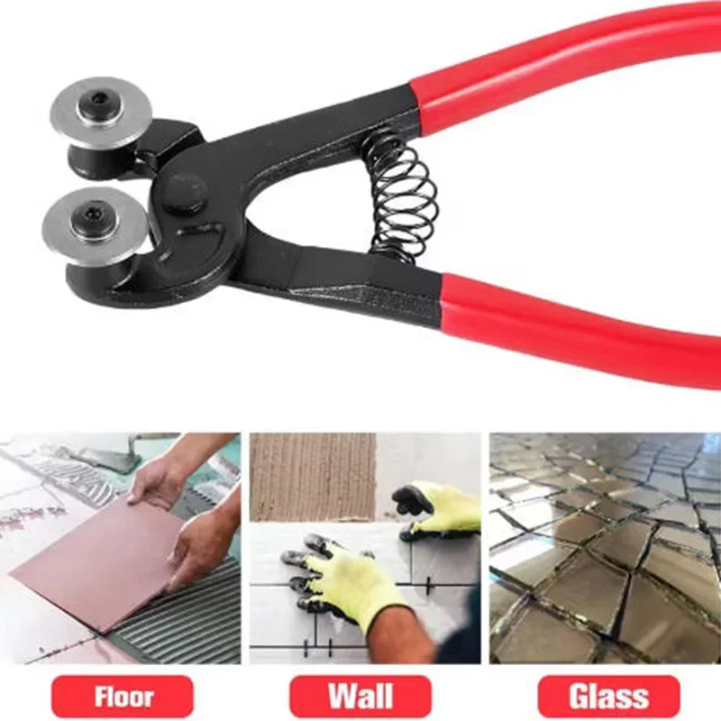 Double Wheel Pliers Professional Glass Cutting Flat Nose Nippers Fitter Alloy Steel Manual Tongs DIY Mosaic Tile Cutting Tool