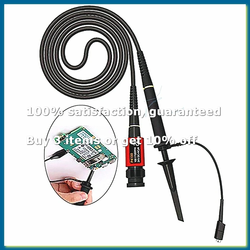 P4100 Oscilloscope Probe 100:1 2KV High Voltage 100MHz Safety BNC Connector for Oscilloscope Adjustable Attenuation-DTB3