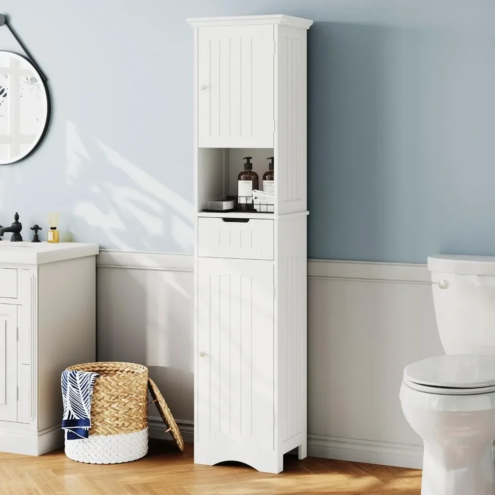 

ChooChoo 67" Tall Bathroom Storage Cabinet Freestanding with Adjustable Shelves, Narrow Storage Linen Cabinet with 2 Doors and