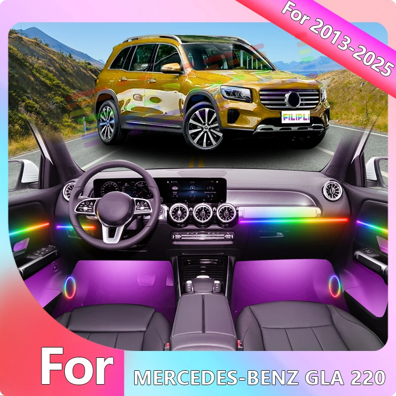 

FILIPLI For The MERCEDES-BENZ GLB220 For 2020 Sound Activated 64 RGB Car Interior LED Strips Music Sync Dynamic Atmosphere Light