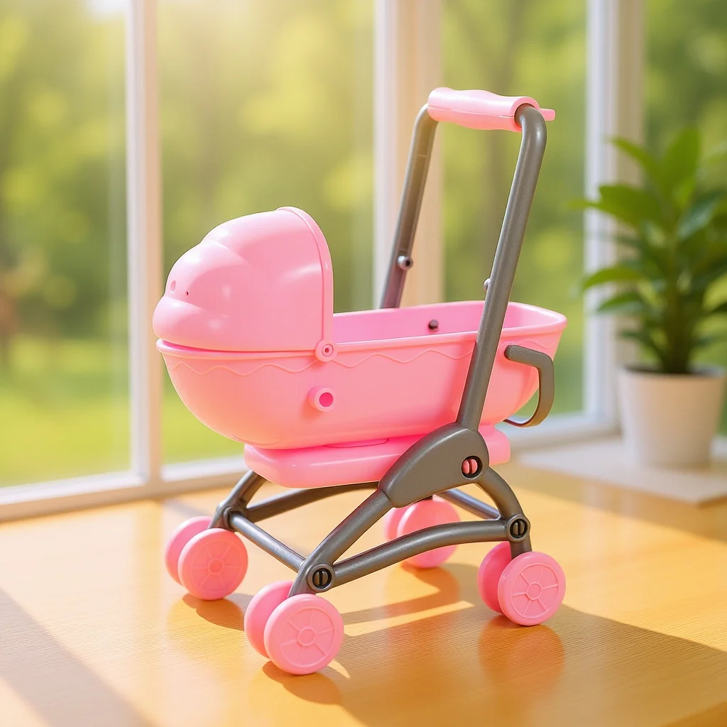 Cochecito de bebé de plástico realista para niños, muebles de casa de muñecas, cochecito de simulación para niños pequeños de 1 a 3 años, decoración del hogar