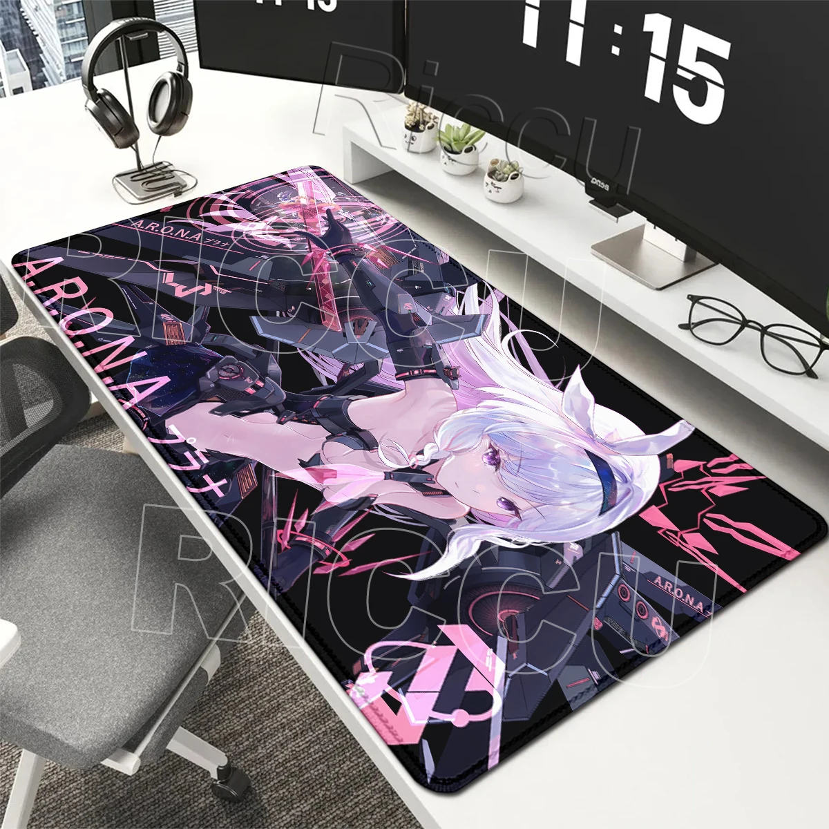 Blue Archive Mouse Pad Plana Mousepad Anime Girl  XXL Large Office Computer Laptop Accessories Nonslip Keyboard Locking Edge Mat