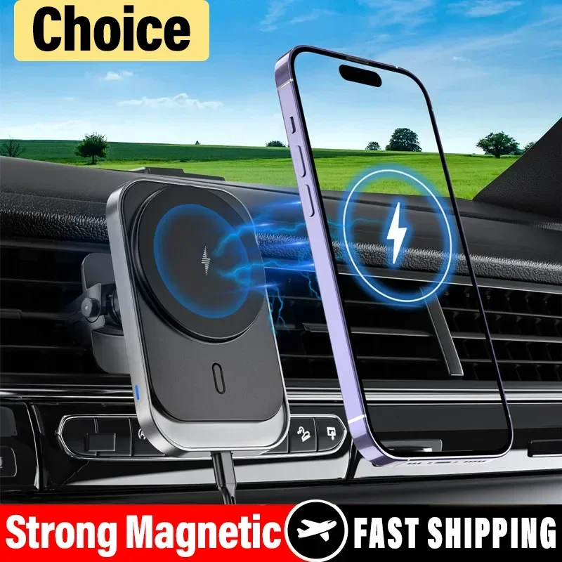 

Magnetic Car Wireless Charger For iPhone 12 13 14 15 Pro Max Mini Magnet Car Phone Holder Stand Mount 15W Fast Charging Station