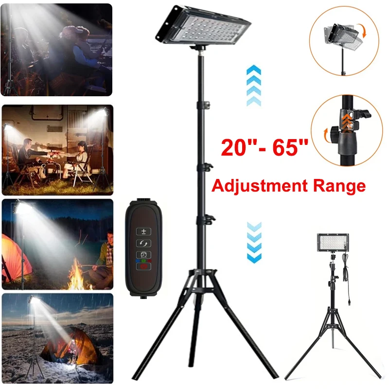 Outdoor LED Camping-Leuchten mit Stativ, Höhenverstellbarer Fotografie-Ständer, Aufhellungslicht mit USB 5V Stromversorgung zum Aufladen für Camping und Grillen