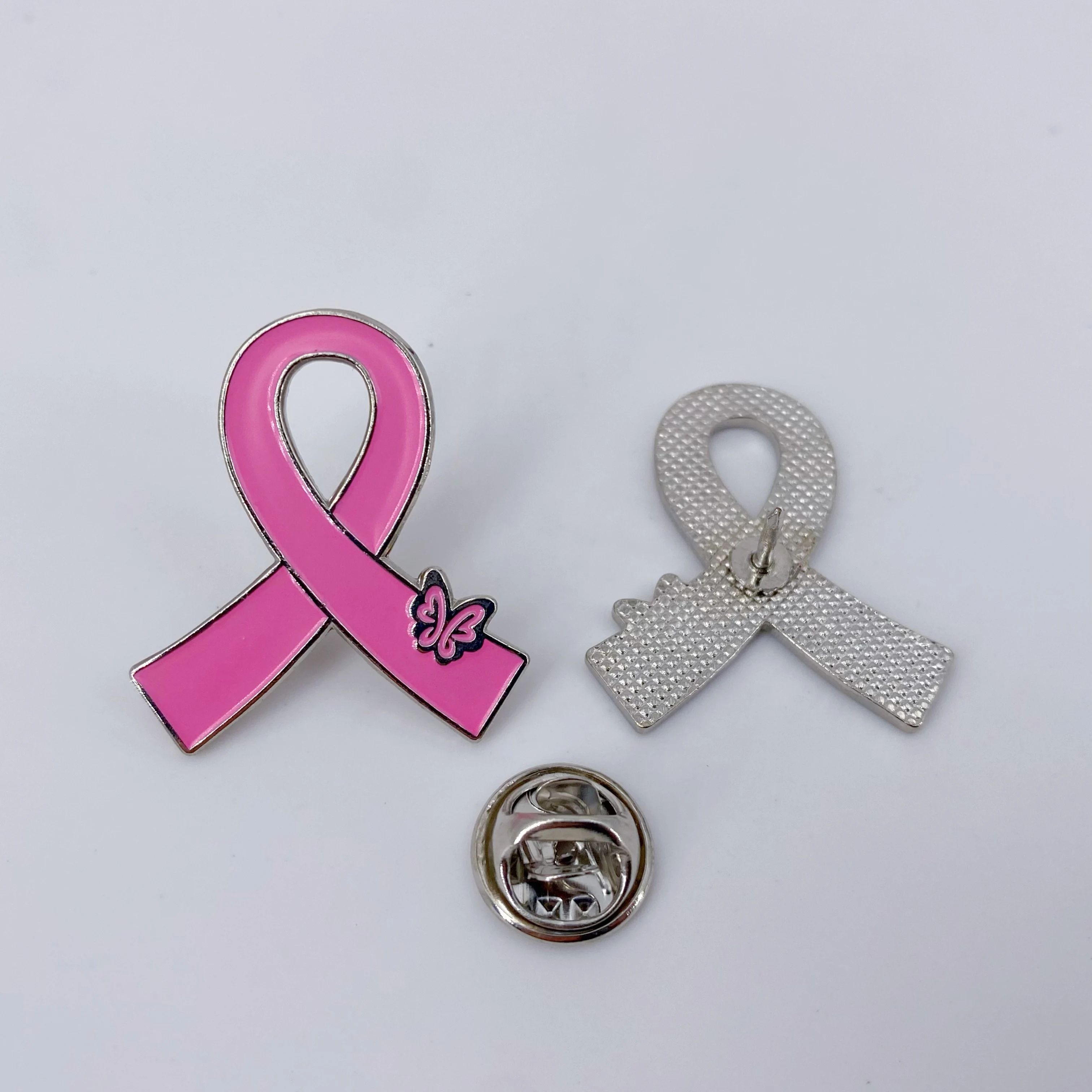 Breast Cancer Awareness Pink Ribbon Pin, Enamel Metal Lapel Pins Brooch for Women Men, Charity Event Gift Bulk
