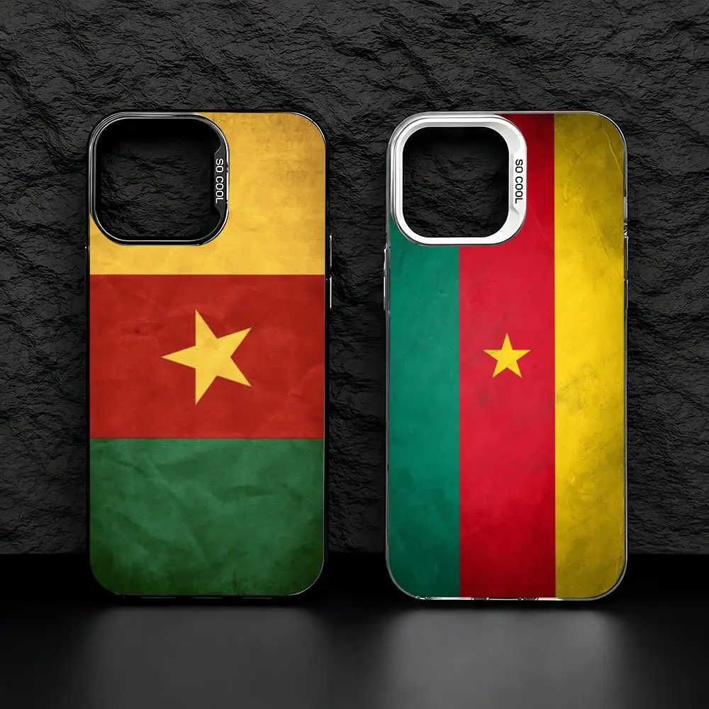 Sports Cameroon Flag football Phone Case iPhone 11/12/13/14/15/16/17 Pro Max Aurora TPU Case Shockproof Slim Stylish Cover