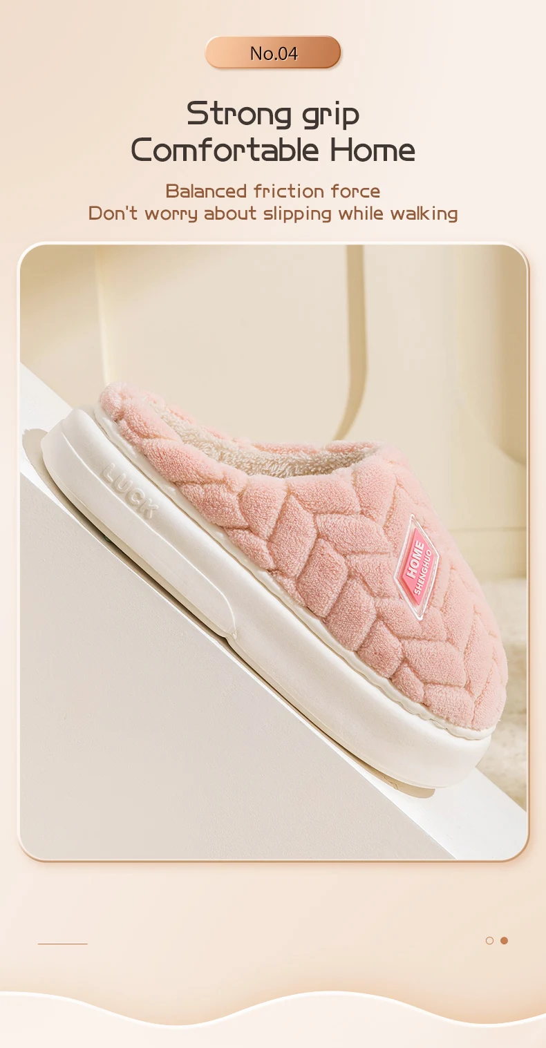 Warme Winter-Hausschuhe für Männer und Frauen, weiche, flauschige, mit Fleece gefütterte Schuhe, dicke Plattform-EVA-Sohle, rutschfeste Indoor-Schlafzimmer-Mules. – Detail 7