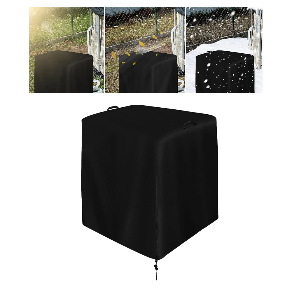 Pool Pump Cover For Sand Filter Pump With Adjustable Drawstring And Elastic Buckle Strap 600D Oxford Fabric Black 25x24x28 Inch