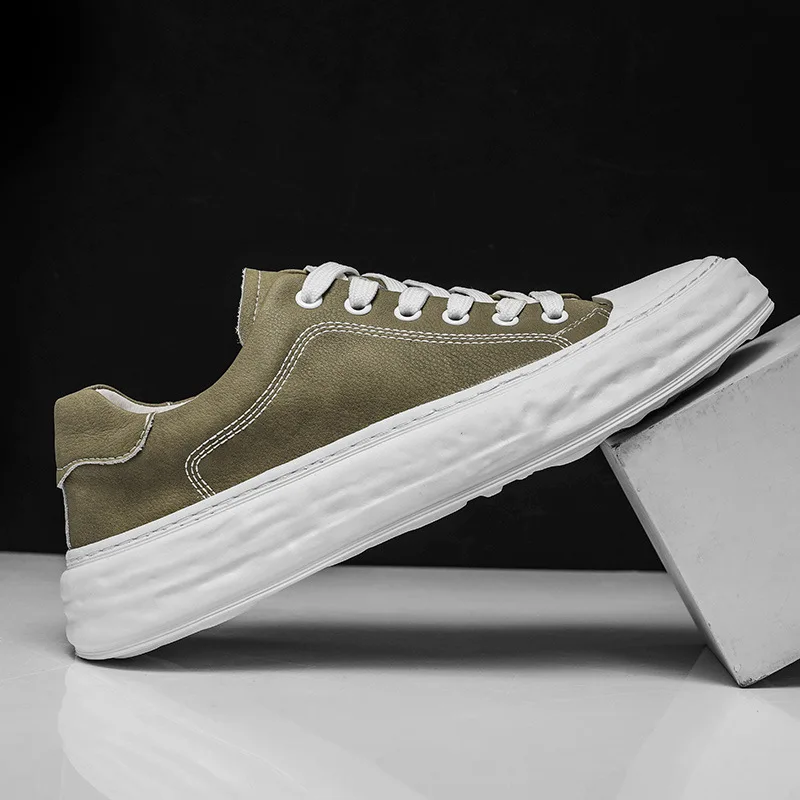 Scarpe da tavola da uomo in vera pelle 2023 autunno nuova tendenza testa tonda pelle bovina casual sport versatile scarpa singola